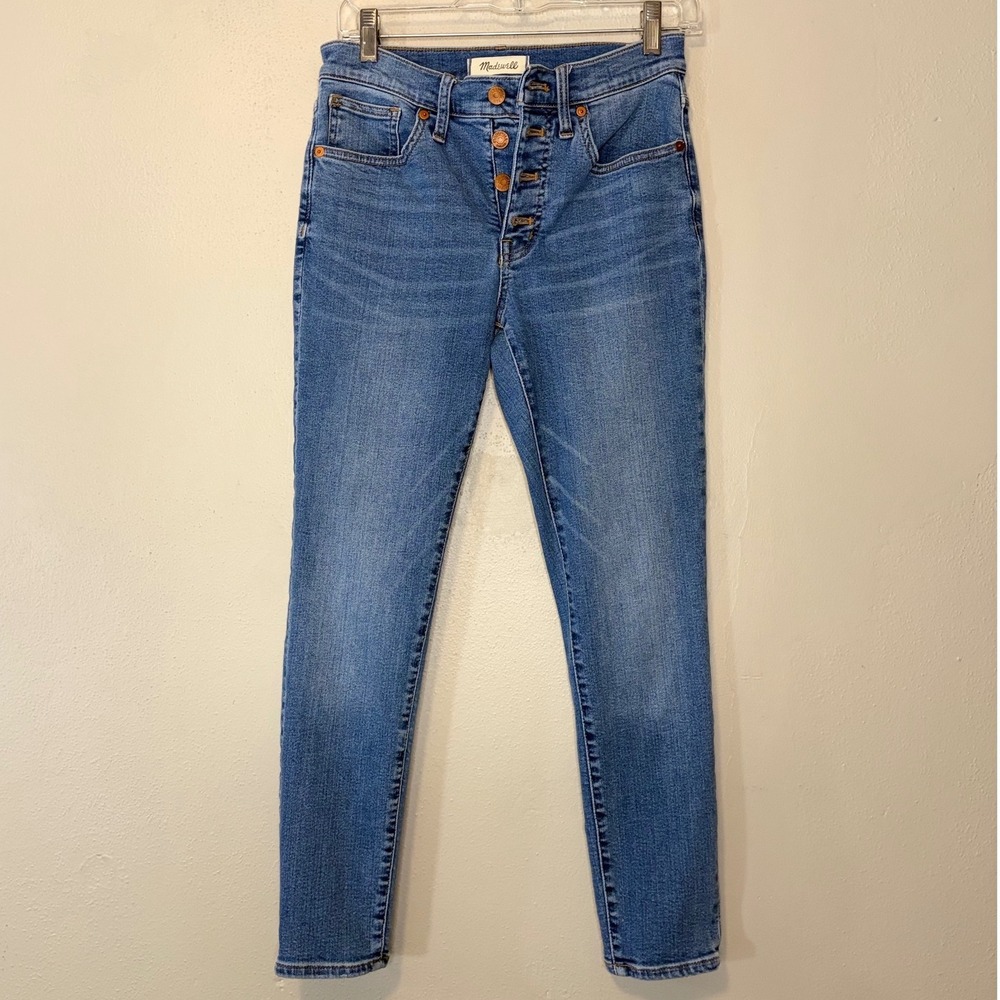 Madewell 9 Inch Mid Rise Skinny Crop Jeans Button Fly Blue AJ173 Womens Size 27